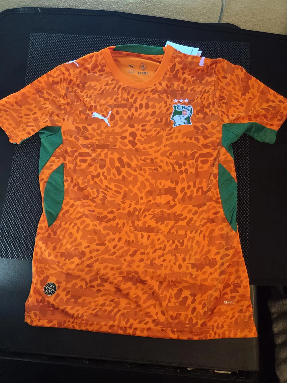 Puma Orange and Green Cote Divoire  Men's Soccer Jersey